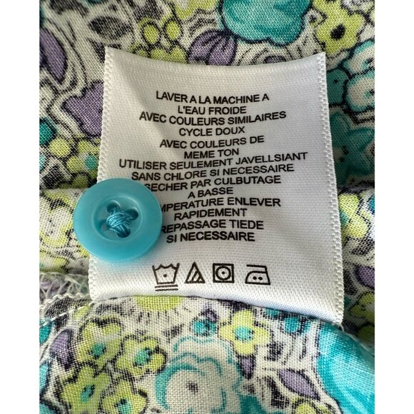 Caribbean Joe Floral Collared Long Roll Tab Sleeve Button Up Shirt Women 3X - Picture 12 of 13